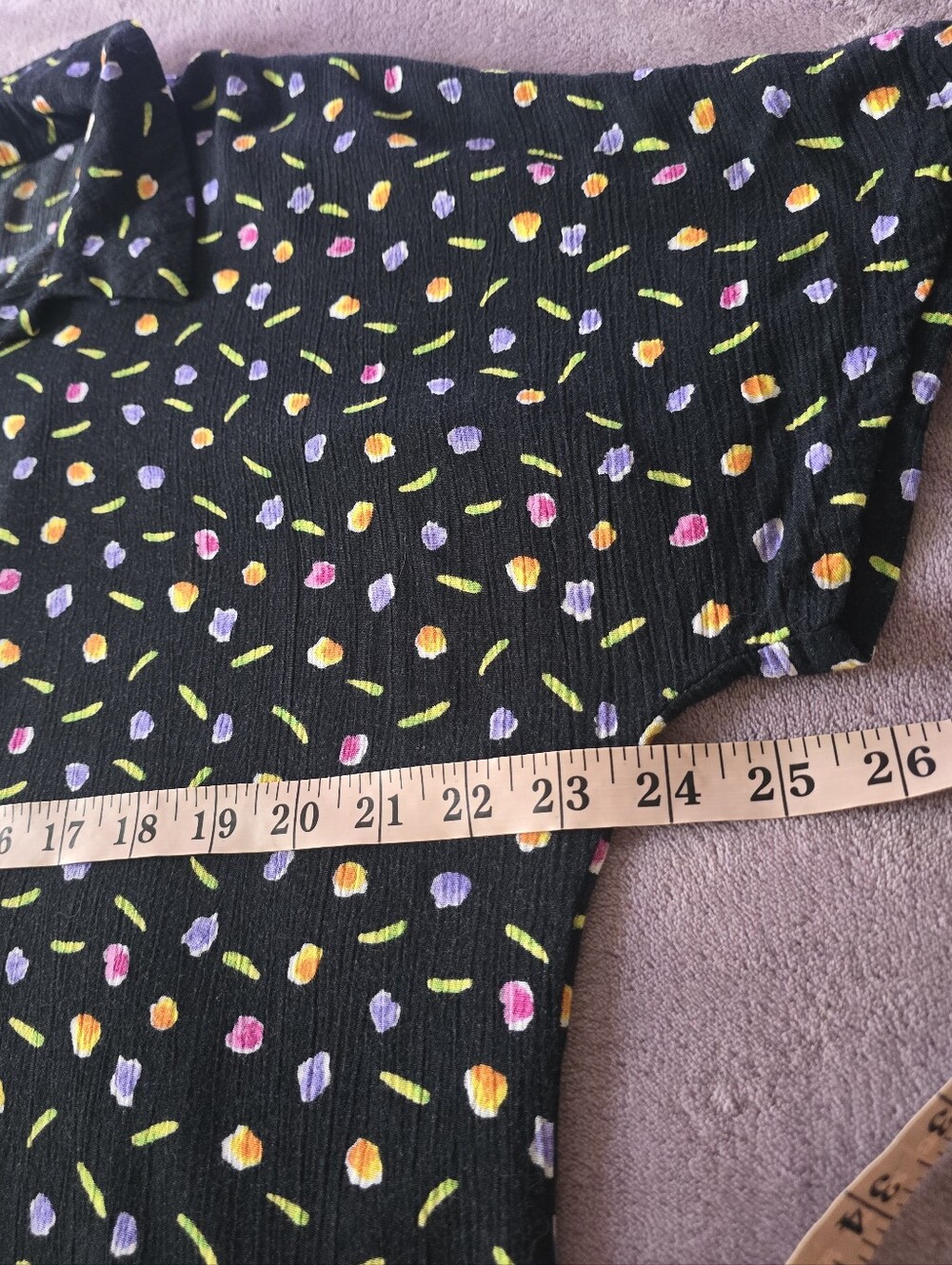 🌈90's Confetti Bright Abstract Floral Polka Dots Button Up Vintage Top🌈 - Picture 8 of 10